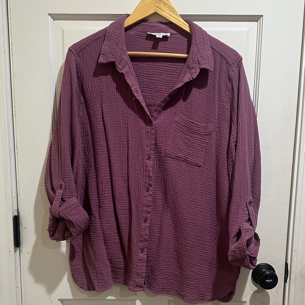 Anne Klein Purple Button Down Shirt